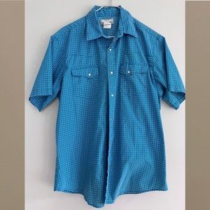 VINTAGE Y2K Wrangler Wrancher Short Sleeve Western Snap Front Shirt Size Large